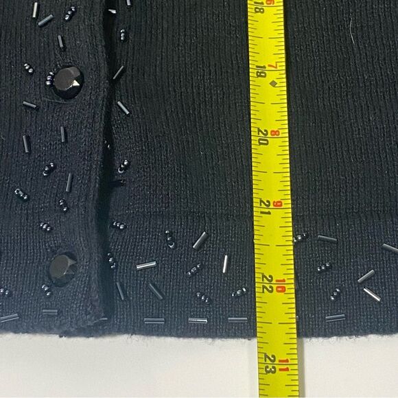 Vintage Kathie Lee Collection Black Beaded Knit Button Front Cardigan Size Small - Picture 6 of 16